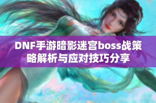 DNF手游暗影迷宫boss战策略解析与应对技巧分享