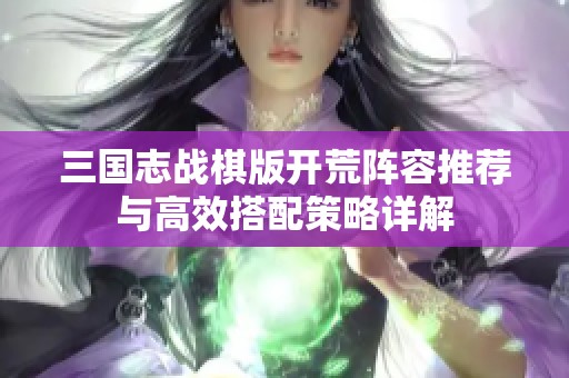 三国志战棋版开荒阵容推荐与高效搭配策略详解