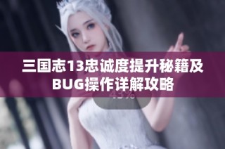 三国志13忠诚度提升秘籍及BUG操作详解攻略