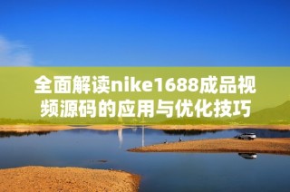 全面解读nike1688成品视频源码的应用与优化技巧