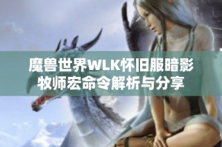 魔兽世界WLK怀旧服暗影牧师宏命令解析与分享